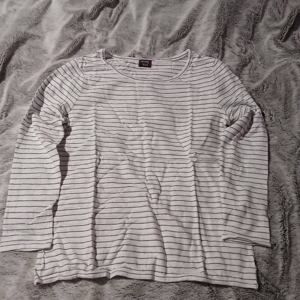Untuckit Women's Leoville Black and White  Long Sleeve  Tee  Sz Large